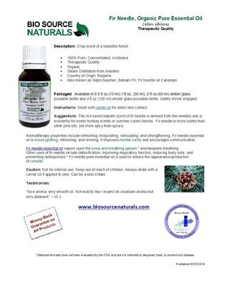 Fir Needle Pure Essential Oil Organic Product Bulletin