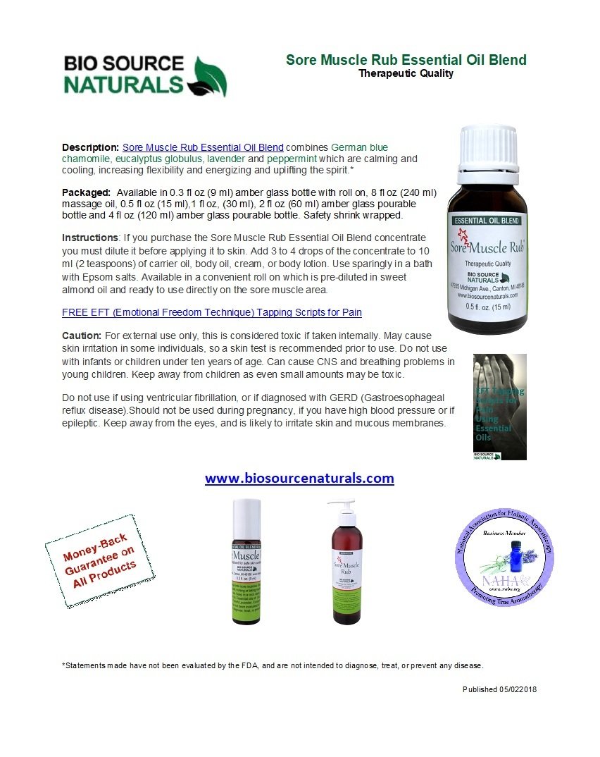 Sore Muscle Rub Essential Oil Blend Product Bulletin