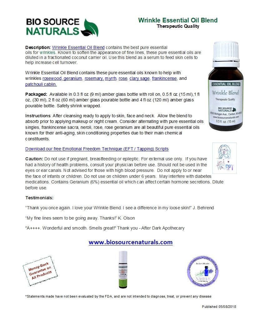 Wrinkle Essential Oil Blend Product Bulletin