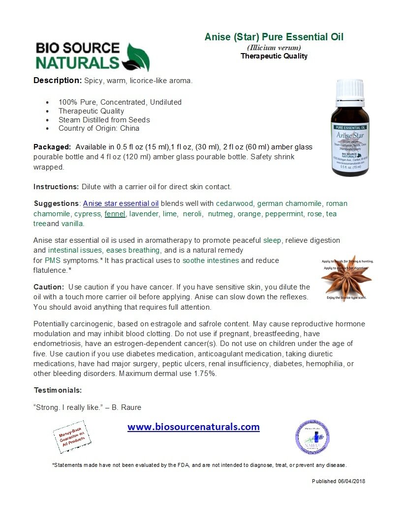 Anise Star Pure Essential Oil Product Bulletin
