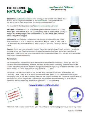 Joy Essential Oil Blend Product Bulletin