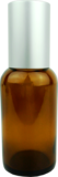 1 fl oz (30 ml) Amber Glass Roll-On Bottle with Silver Cap