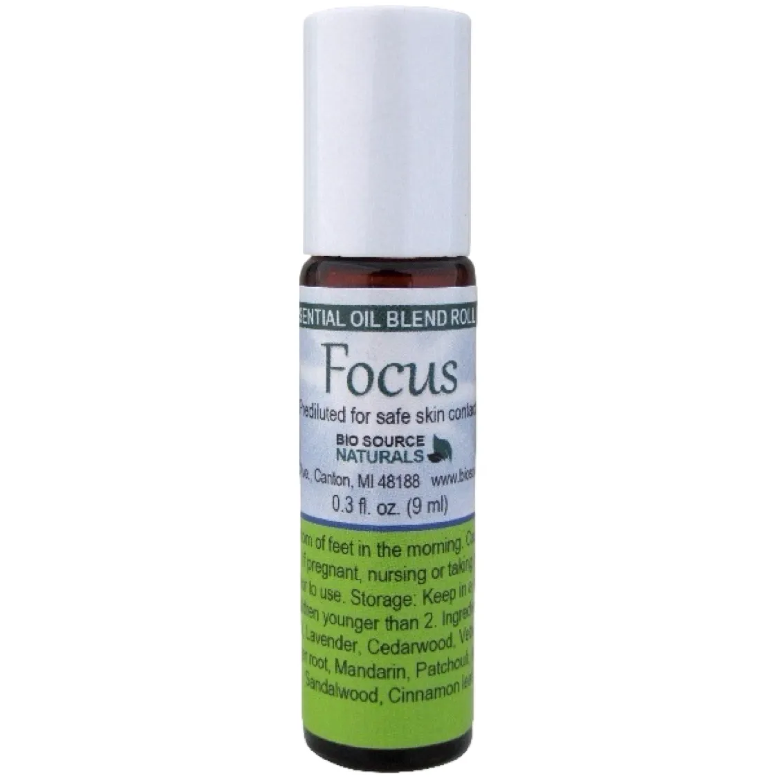 Focus Essential Oil Blend - 0.3 fl oz (9 ml) Amber Glass Roll-On Bottle with Stainless Steel Roller Ball and Cap with Digital Bonus Bundle