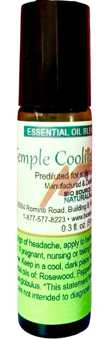 Temple Cooling Comfort Essential Oil Blend Roll-On – Topical Aromatherapy for Head Tension, Mental Fatigue