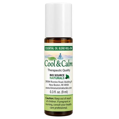 Cool &amp; Calm Essential Oil Blend Roll-On - 0.3 fl oz (9 ml) Amber Glass Roll-On Bottle with Stainless Steel Roller Ball and Cap with Digital Bonus Bundle