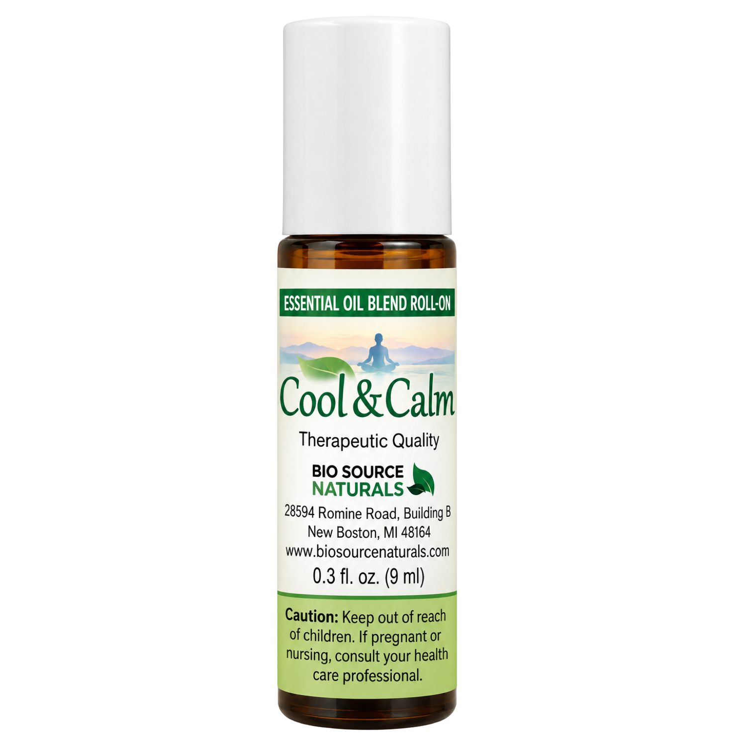 Cool &amp; Calm Essential Oil Blend Roll-On - 0.3 fl oz (9 ml) Amber Glass Roll-On Bottle with Stainless Steel Roller Ball and Cap with Digital Bonus Bundle