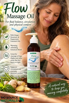 Flow – Lymph Support Massage Oil | Includes 6 EFT Tapping, Affirmations &amp; Journal Prompts for Mind-Body Healing Support 8 fl. oz. (227 ml)