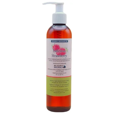Delicious Strawberry Kissable Massage Oil Bottle – BioSource Naturals