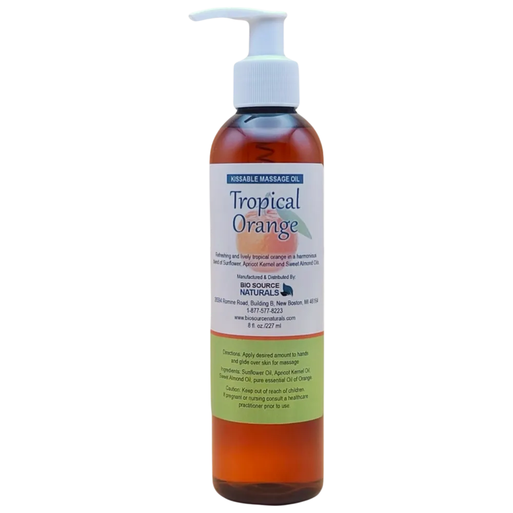Tropical Orange Kissable Massage Oil Bottle – Bright Citrus Aromatherapy | BioSource Naturals