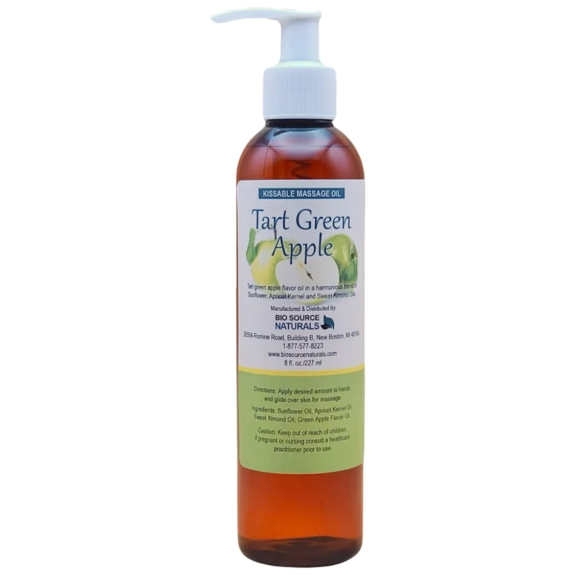 Tart Green Apple Kissable Massage Oil Bottle – Fruity, Playful Aromatherapy | BioSource Naturals