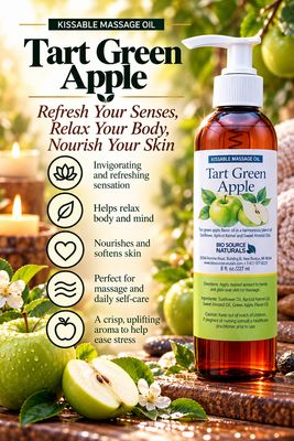 Tart Green Apple Kissable Massage Oil | Includes 17 EFT Tapping Scripts for Desire &amp; Connection 8 fl. oz. (227 ml)