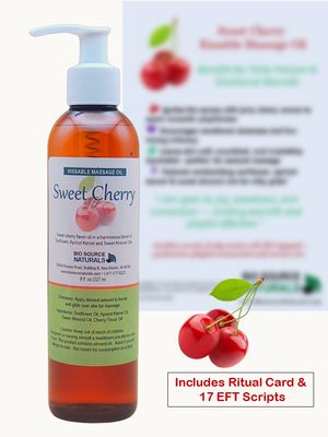 Sweet Cherry Kissable Massage Oil Bottle with Ritual Card and Cherries – BioSource Naturals