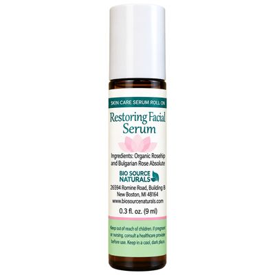 Restoring Facial Serum Roll-On - 0.3 fl oz (9 ml) Amber Glass Roll-On Bottle with Stainless Steel Roller Ball and Cap