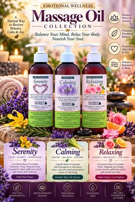 Emotional Wellness Massage Oil Package, each 8 fl oz (227 ml) (3 Pack)