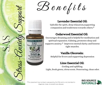 SAS! Stress-Anxiety Support Essential Oil Blend - Aromatherapy - Therapeutic Quality | Includes 9 EFT Tapping Scripts, Affirmations &amp; Journal Prompts for Body-Mind Healing