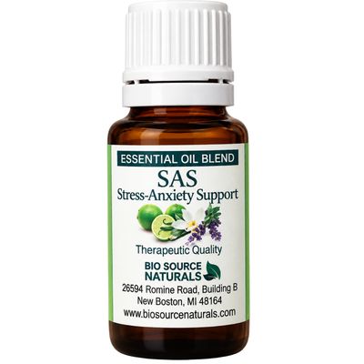 SAS! Stress-Anxiety Support Essential Oil Blend - Aromatherapy - Therapeutic Quality | Includes 9 EFT Tapping Scripts, Affirmations &amp; Journal Prompts for Mind-Body Support