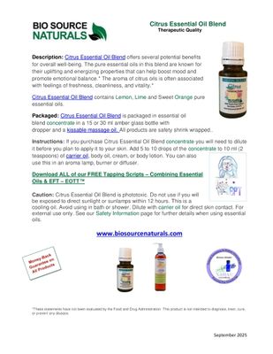 Citrus Essential Oil Blend | Includes 9 EFT Tapping Scripts, Affirmations &amp; Journal Prompts for Mind-Body Healing