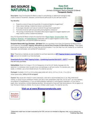 Easy Exit Essential Oil Blend Product Bulletin
