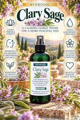 Hydrosol Clary Sage Calming Spray - 4 fl oz (120 ml) Stress Relief