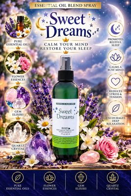 Sweet Dreams Essential Oil Blend Spray - 8 fl oz (227 ml) | Includes 7 EFT Tapping Scripts, Affirmations &amp; Journal Prompts for Mind-Body Support