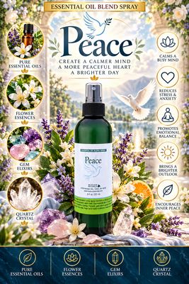 Peace Essential Oil Blend Spray -  8 fl oz (227 ml)  | Includes 8 EFT Tapping Scripts, Affirmations &amp; Journal Prompts for Mind-Body Support
