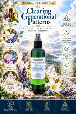 Clearing Generational Patterns Essential Oil Blend Spray 8 fl oz (227 ml) | Includes 6 EFT Tapping Scripts, Affirmations & Journal Prompts for Mind-Body Support