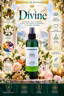 Divine Essential Oil Blend Spray - 8 fl oz (227 ml) Includes 15 EFT Tapping Scripts, Affirmations &amp; Journal Prompts for Mind-Body Support