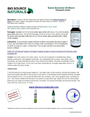Saints Essential Oil Spray - 8 fl oz (227 ml) | Includes 12 EFT Tapping Scripts, Affirmations &amp; Journal Prompts for Mind-Body Support