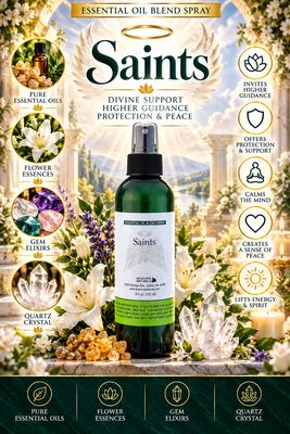 Saints Essential Oil Spray - 8 fl oz (227 ml) | Includes 17 EFT Tapping Scripts, Affirmations &amp; Journal Prompts for Mind-Body Support