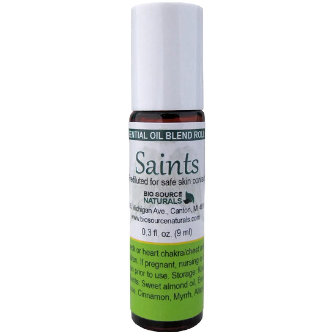 Saints Essential Oil Blend Roll-On -0.3 fl oz (9 ml) Amber Glass Roll-On Bottle with Stainless Steel Roller Ball and Cap | Includes 12 EFT Tapping Scripts, Affirmations &amp; Journal Prompts for Mind-Body