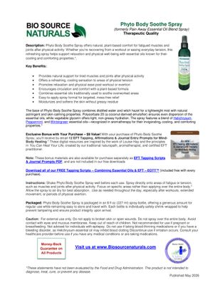 Phyto Body Soothe Spray Product Bulletin