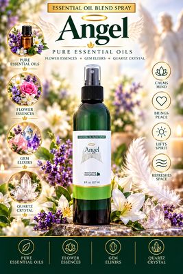 Angel Essential Oil Blend Spray - 8 fl oz (227 ml) | 6 ALL-NEW EFT Tapping, Affirmations, Journal Entry Prompts for Mind/Body Support