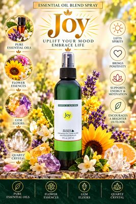 Joy Essential Oil Blend Spray - 8 fl oz (227 ml)​ | Includes 19 EFT Tapping Scripts, Affirmations &amp; Journal Prompts for Mind-Body Support