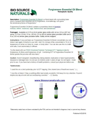 Forgiveness Essential Oil Blend Spray - 8 fl oz (227 ml) | Includes 13 EFT Tapping Scripts, Affirmations &amp; Journal Prompts for Body-Mind Healing