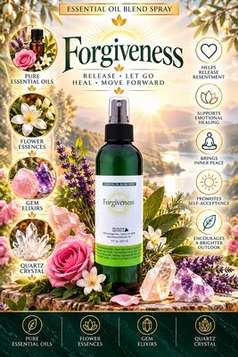 Forgiveness Essential Oil Blend Spray - 8 fl oz (227 ml) | Includes 13 EFT Tapping Scripts, Affirmations &amp; Journal Prompts for Mind -Body Support