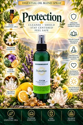 Protection Essential Oil Blend Spray - 8 fl oz (227 ml) | Includes 8 EFT Tapping Scripts, Affirmations &amp; Journal Prompts for Mind-Body Support