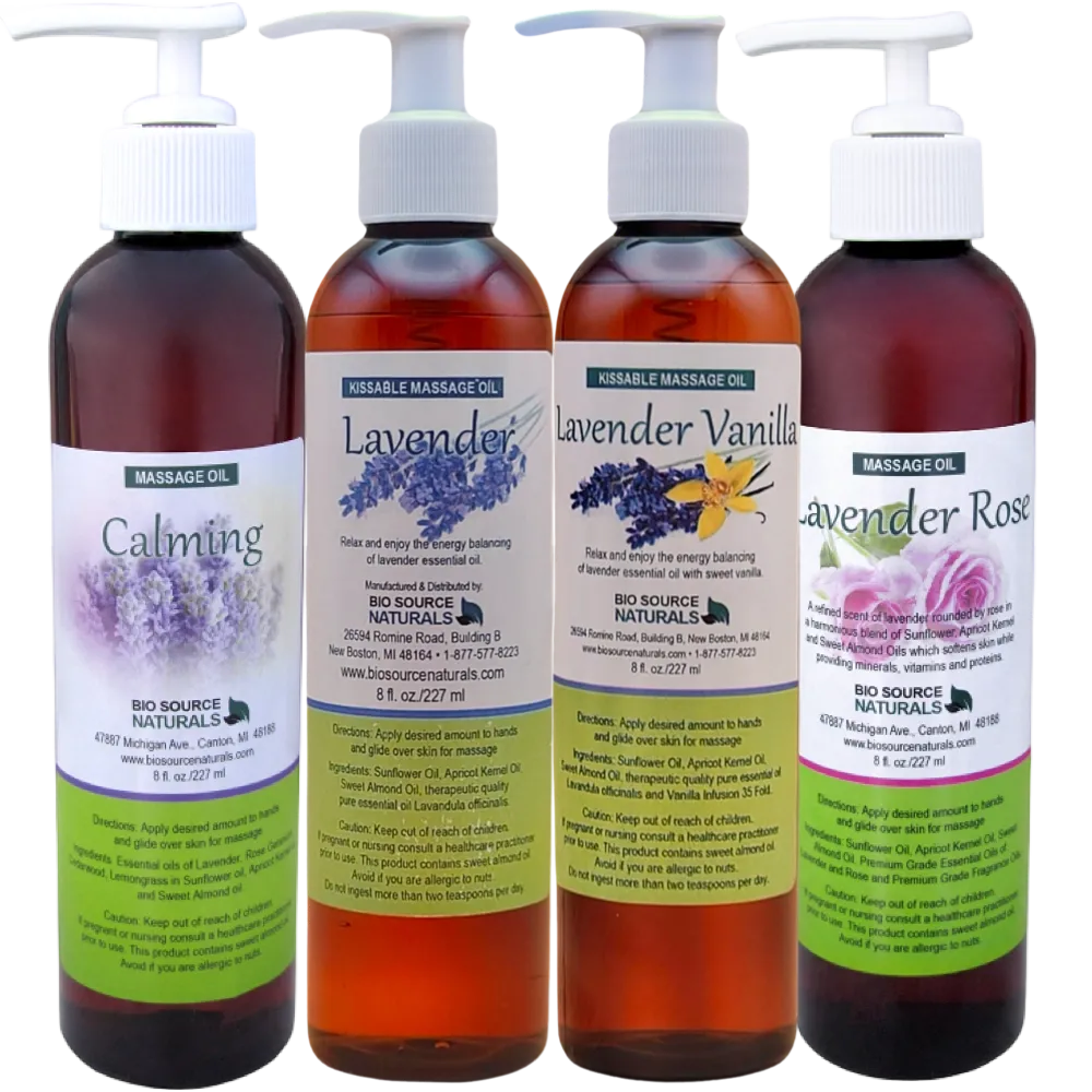 Lavender Massage Oil Collection – Calming Aromatherapy Gift Set (4 Bottles)