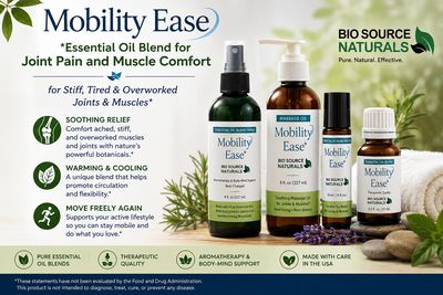 Mobility Ease Essential Oil Blend Massage Oil | Includes 12 EFT Tapping Scripts, Affirmations & Journal Prompts for Mind-Body Support 8 fl. oz. (227 ml)