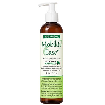 Mobility Ease Essential Oil Blend Massage Oil | Includes 12 EFT Tapping Scripts, Affirmations &amp; Journal Prompts for Mind-Body Support 8 fl. oz. (227 ml)