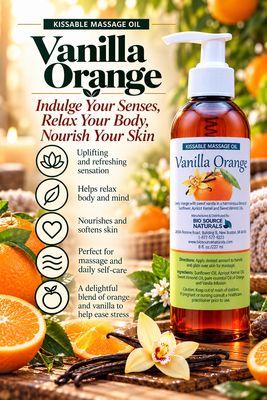 Vanilla Orange Kissable Massage Oil Includes 17 EFT Tapping Scripts for Desire & Connection 8 fl. oz. (227 ml)