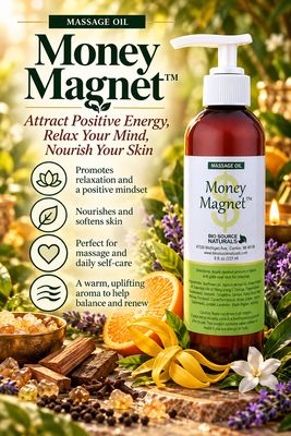 Money Magnet Massage Oil 8 fl oz | Includes 12 EFT Tapping Scripts, Affirmations &amp; Journal Prompts for Mind-Body Support