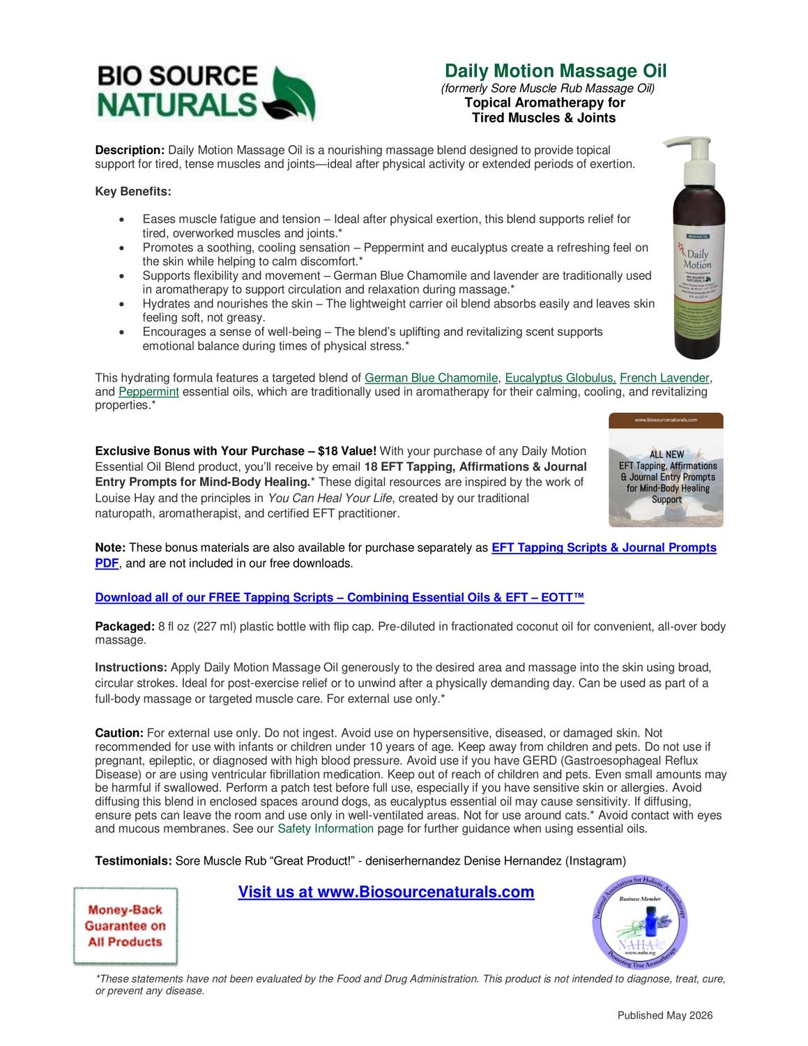 Daily Motion Massage Oil Bulletin