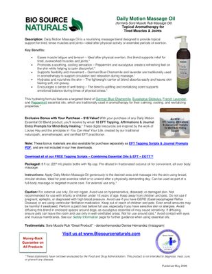 Daily Motion Massage Oil Product Bulletin Daily Motion Massage Oil Bulletin