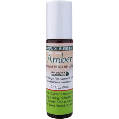 Amber Resin Oil Roll-On - 0.3 fl oz (9 ml) Amber Glass Roll-On Bottle with Stainless Steel Roller Ball and Cap and Free Affirmation Digital Card