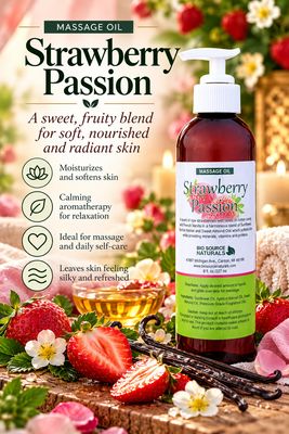 Strawberry Passion Massage Oil/Personal Fragrance Oil 8 fl oz (227 ml)