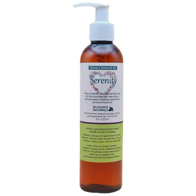 Serenity Kissable Massage Oil Bottle – Calming Citrus-Floral Aromatherapy | BioSource Naturals