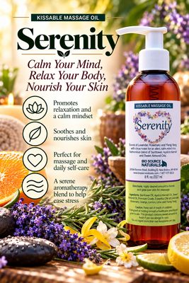 Serenity Kissable Massage Oil | Includes 17 EFT Tapping Scripts for Desire &amp; Connection 8 fl. oz. (227 ml)
