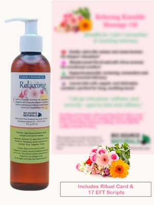 Relaxing Kissable Massage Oil Bottle with Ritual Card and Floral Visual – BioSource Naturals