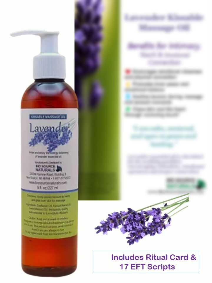 Lavender Kissable Massage Oil Bottle with Ritual Card and Lavender Sprigs – BioSource Naturals