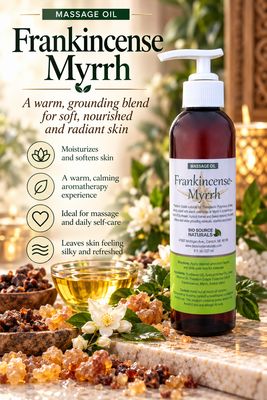 Frankincense-Myrrh Massage Oil/Personal Fragrance Oil | Includes 5 EFT Tapping Scripts, Affirmations &amp; Journal Prompts for  Mind-Body Support 8 fl. oz. (227 ml)